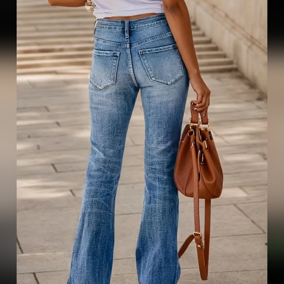 #4038 High Stretch Bootcut Chic Washed Denim Jeans - Picture 5 of 16